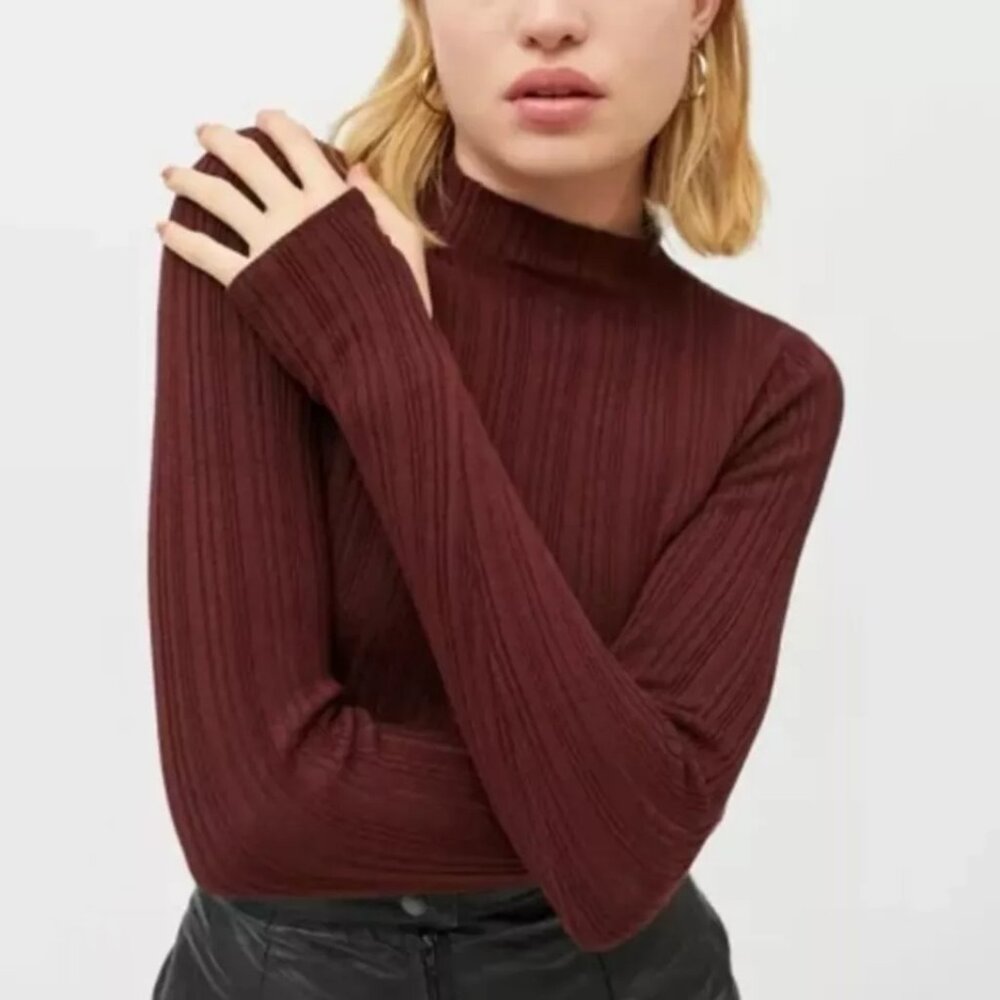 Urban Outfitters BDG Kiara Open-Back Ribbed Knit Sweater In Brown Size M EUC